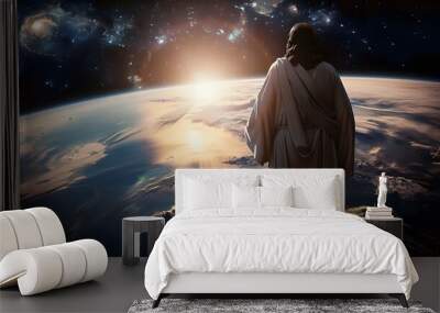 Jesus as the redeemer watching over the earth from space,  Wall mural